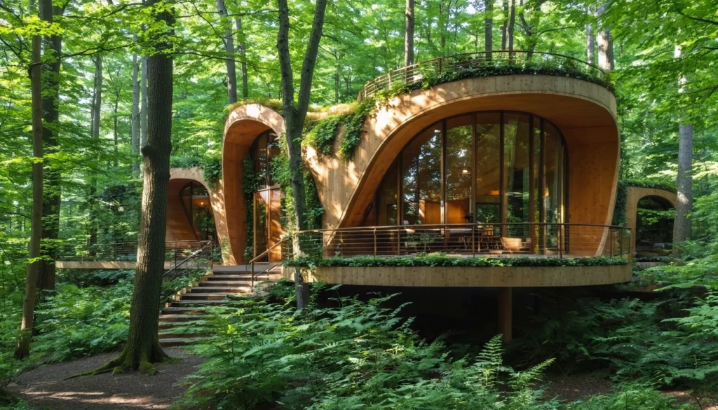 Arquitetura biofílica com madeira